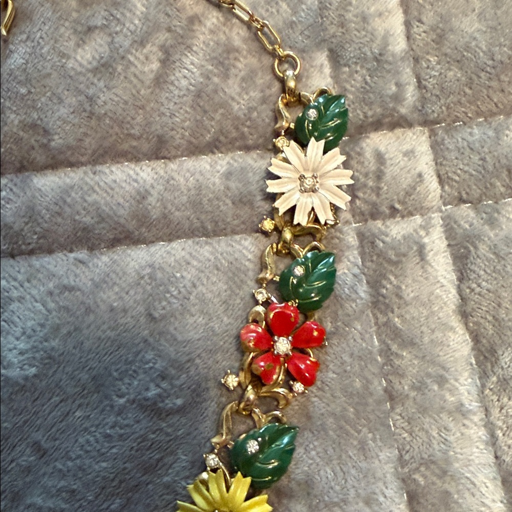 Floral Multicolor Enamel Necklace - Women Jewelry - Picture 4 of 6